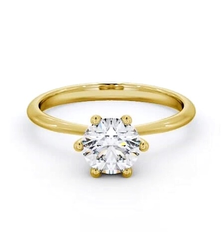 Round Diamond 6 Prong Dainty Engagement Ring 18K Yellow Gold Solitaire ENRD105_YG_THUMB1
