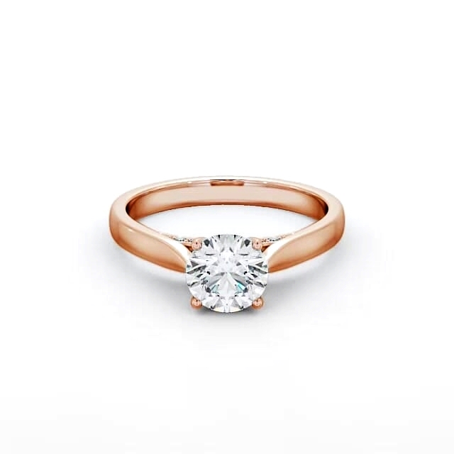 Round Diamond Engagement Ring 9K Rose Gold Solitaire - Kasandra ENRD106_RG_HAND