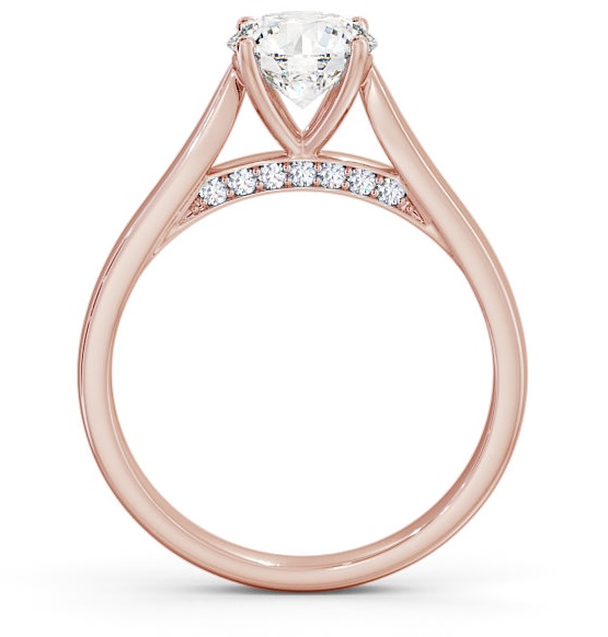 Round Diamond with Diamond Set Bridge Engagement Ring 9K Rose Gold Solitaire ENRD106_RG_THUMB1 