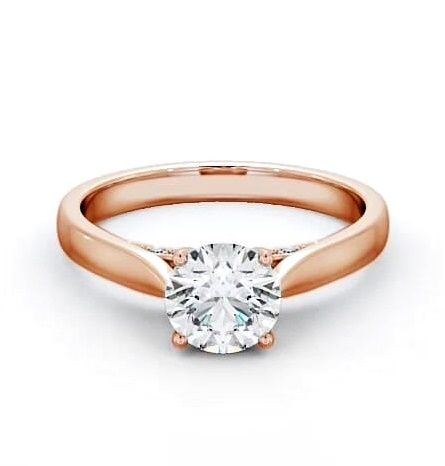 Round Diamond with Diamond Set Bridge Ring 18K Rose Gold Solitaire ENRD106_RG_THUMB2 