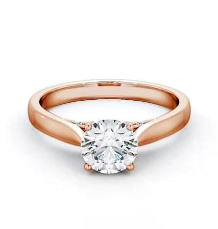 Round Diamond with Diamond Set Bridge Ring 9K Rose Gold Solitaire ENRD106_RG_THUMB2 