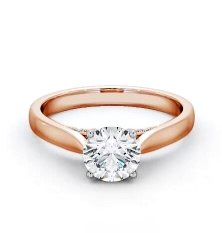 Round Diamond with Diamond Set Bridge Ring 18K Rose and White Gold Solitaire ENRD106_RWG_THUMB1