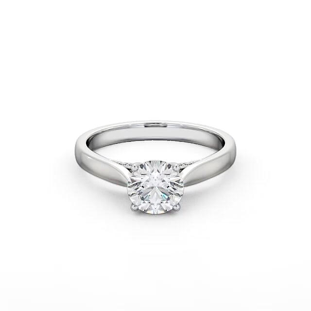 Round Diamond Engagement Ring 18K White Gold Solitaire - Kasandra ENRD106_WG_HAND