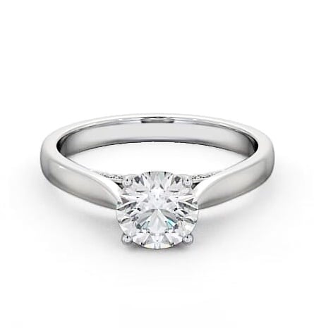 Round Diamond with Diamond Set Bridge Ring 9K White Gold Solitaire ENRD106_WG_THUMB2 