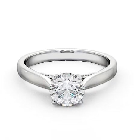 Round Diamond with Diamond Set Bridge Ring 18K White Gold Solitaire ENRD106_WG_THUMB1