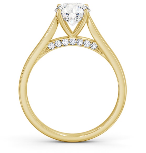 Round Diamond with Diamond Set Bridge Engagement Ring 18K Yellow Gold Solitaire ENRD106_YG_THUMB1