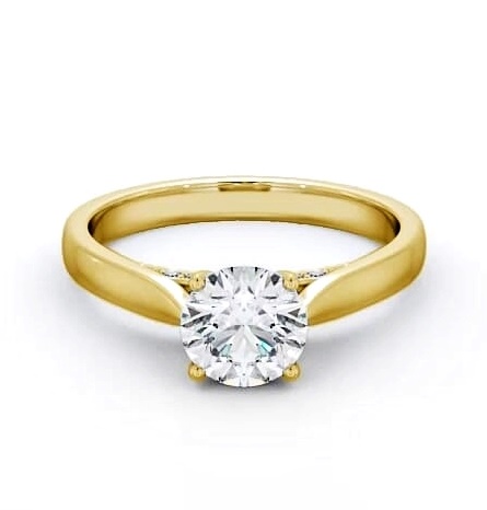 Round Diamond with Diamond Set Bridge Ring 18K Yellow Gold Solitaire ENRD106_YG_THUMB1