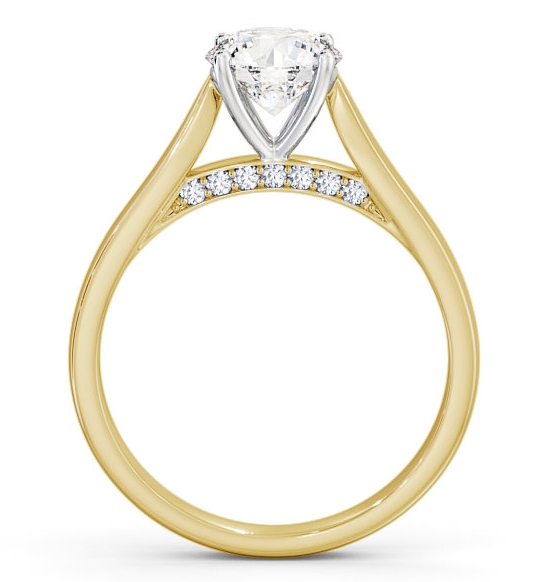 Round Diamond with Diamond Set Bridge Ring 18K Yellow and White Gold Solitaire ENRD106_YWG_THUMB1 