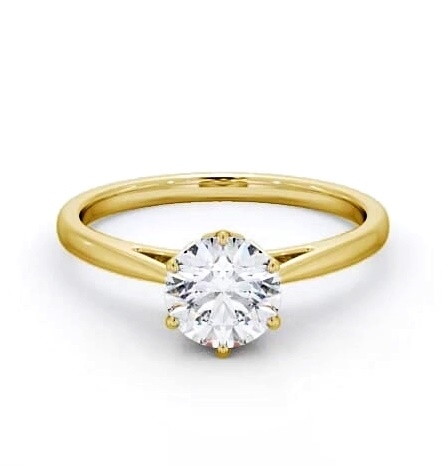 Round Diamond Regal Design Engagement Ring 18K Yellow Gold Solitaire ENRD107_YG_THUMB1