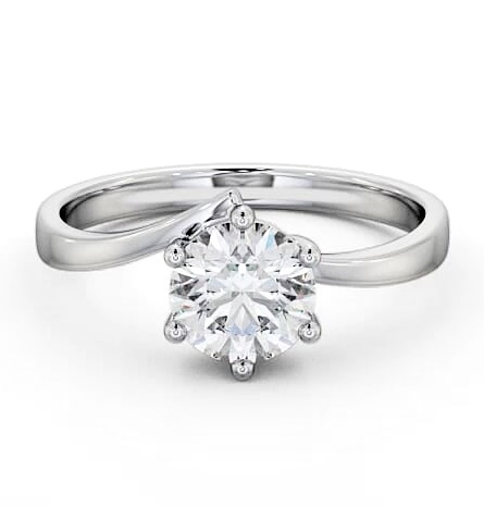 Round Diamond Low Setting Engagement Ring 18K White Gold Solitaire ENRD108_WG_THUMB1