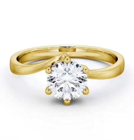Round Diamond Low Setting Engagement Ring 18K Yellow Gold Solitaire ENRD108_YG_THUMB1