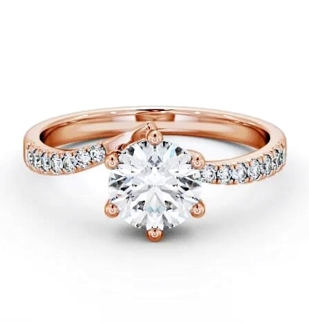 Round Diamond Low Setting Engagement Ring 18K Rose Gold Solitaire ENRD108S_RG_THUMB1