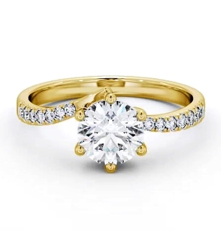 Round Diamond Low Setting Engagement Ring 9K Yellow Gold Solitaire ENRD108S_YG_THUMB1