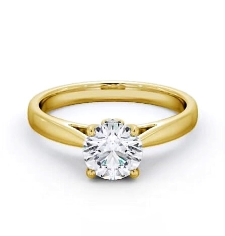 Round Diamond Hidden Gem Engagement Ring 9K Yellow Gold Solitaire ENRD109_YG_THUMB1