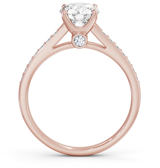 Round Diamond Charming Design Engagement Ring 9K Rose Gold Solitaire with Channel Set Side Stones ENRD109S_RG_THUMB1
