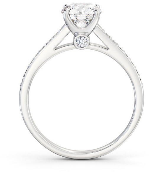 Round Diamond Charming Design Engagement Ring 9K White Gold Solitaire with Channel Set Side Stones ENRD109S_WG_THUMB1