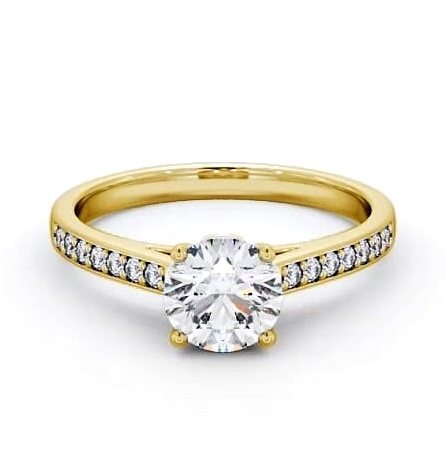 Round Diamond Charming Design Ring 18K Yellow Gold Solitaire ENRD109S_YG_THUMB1