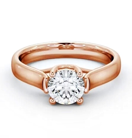 Round Diamond Wide Band Engagement Ring 9K Rose Gold Solitaire ENRD10_RG_THUMB2 