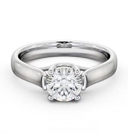 Round Diamond Wide Band Engagement Ring 18K White Gold Solitaire ENRD10_WG_THUMB2 