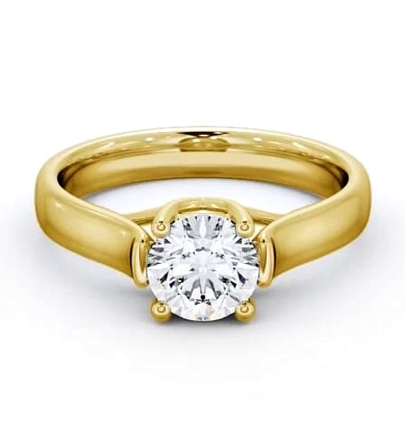 Round Diamond Wide Band Engagement Ring 9K Yellow Gold Solitaire ENRD10_YG_THUMB1