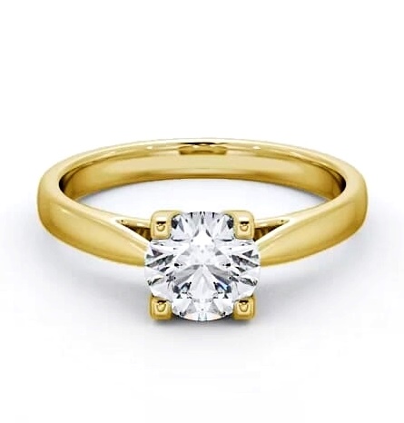 Round Diamond Square Prongs Engagement Ring 9K Yellow Gold Solitaire ENRD110_YG_THUMB1