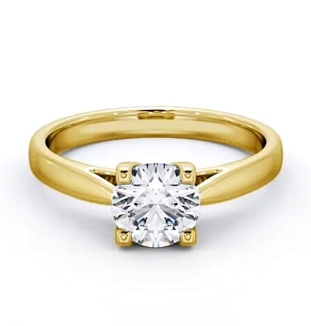 Round Diamond Square Prongs Engagement Ring 18K Yellow Gold Solitaire ENRD110_YG_THUMB2 