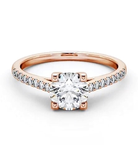 Round Diamond with Squared Prongs Ring 18K Rose Gold Solitaire ENRD110S_RG_THUMB1