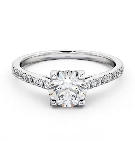 Round Diamond with Squared Prongs Engagement Ring Palladium Solitaire ENRD110S_WG_THUMB1