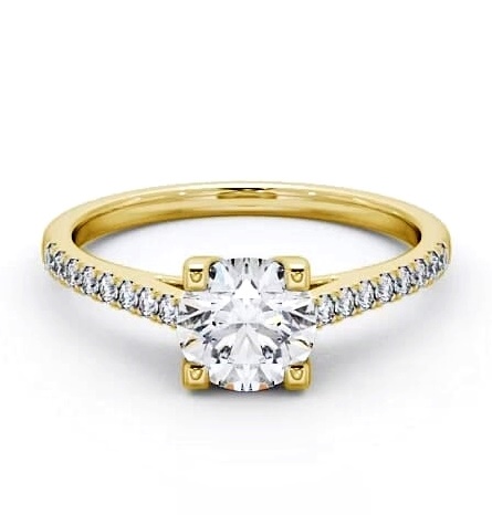 Round Diamond with Squared Prongs Ring 18K Yellow Gold Solitaire ENRD110S_YG_THUMB1