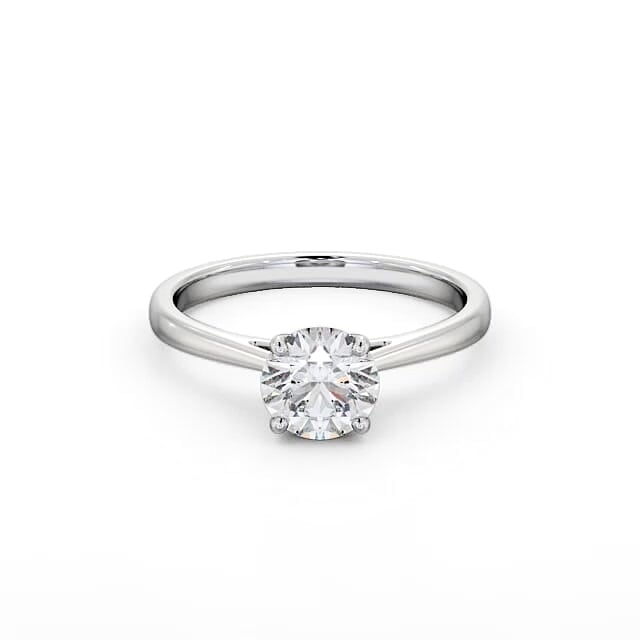 Round Diamond Engagement Ring 18K White Gold Solitaire - Amour ENRD111_WG_HAND