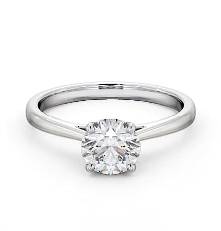Round Diamond with Diamond Set Rail Engagement Ring Platinum Solitaire ENRD111_WG_THUMB2 