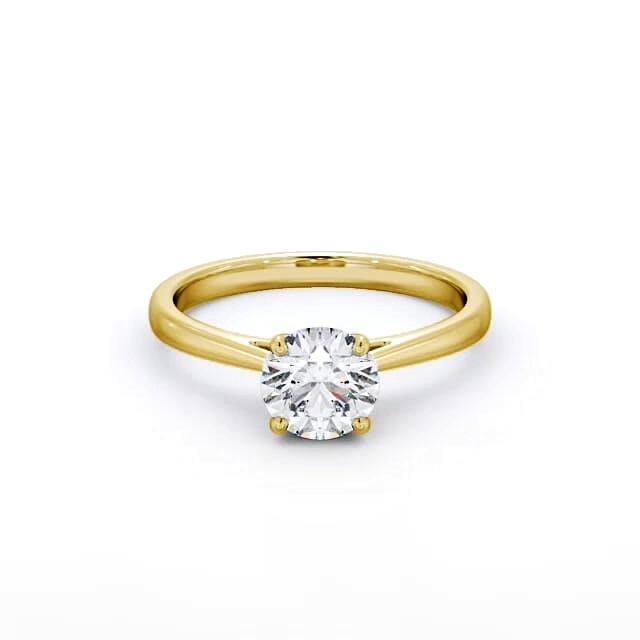 Round Diamond Engagement Ring 18K Yellow Gold Solitaire - Amour ENRD111_YG_HAND