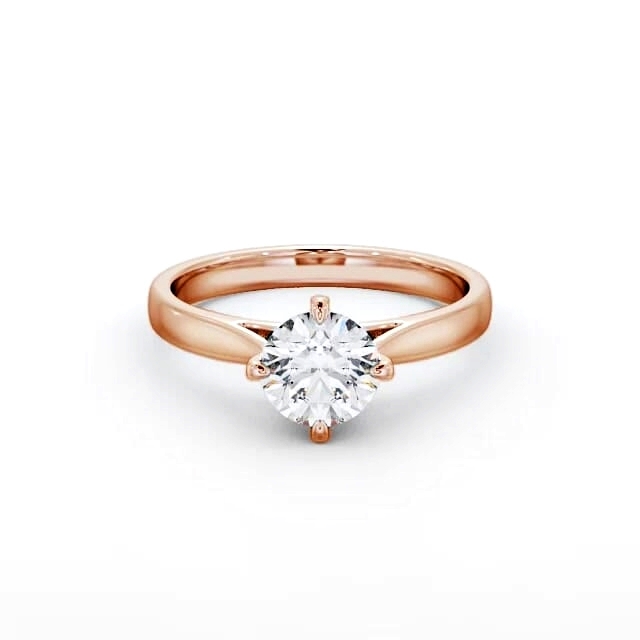 Round Diamond Engagement Ring 18K Rose Gold Solitaire - Zamira ENRD112_RG_HAND