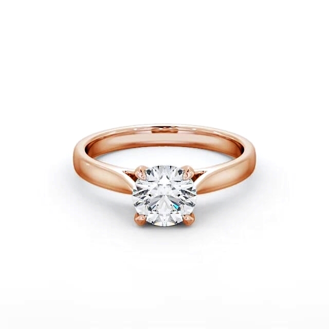 Round Diamond Engagement Ring 9K Rose Gold Solitaire - Carson ENRD113_RG_HAND