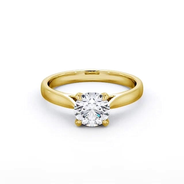 Round Diamond Engagement Ring 18K Yellow Gold Solitaire - Carson ENRD113_YG_HAND