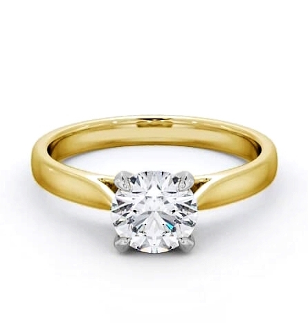 Round Diamond Classic Setting Ring 18K Yellow and White Gold Solitaire ENRD113_YWG_THUMB1