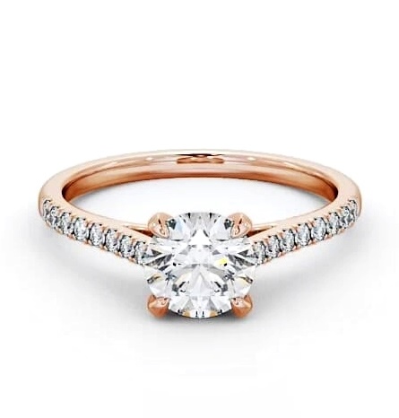 Round Diamond Classic Style Engagement Ring 18K Rose Gold Solitaire ENRD113S_RG_THUMB1