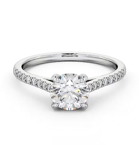 Round Diamond Classic Style Engagement Ring 18K White Gold Solitaire ENRD113S_WG_THUMB1