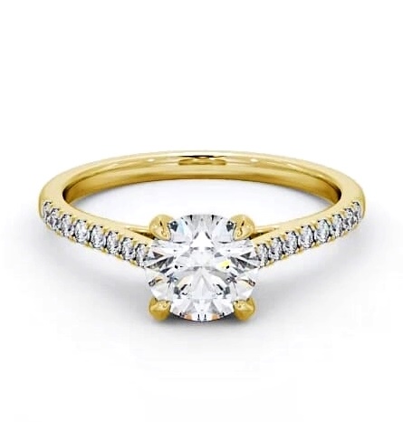 Round Diamond Classic Style Engagement Ring 9K Yellow Gold Solitaire ENRD113S_YG_THUMB1