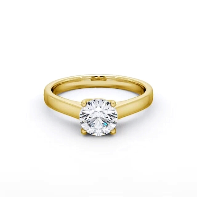 Round Diamond Engagement Ring 18K Yellow Gold Solitaire - Paige ENRD114_YG_HAND