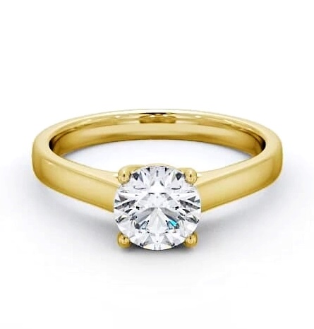 Round Diamond Trellis Design Engagement Ring 18K Yellow Gold Solitaire ENRD114_YG_THUMB1