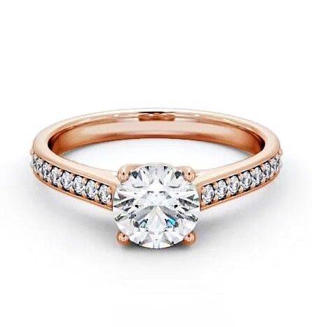 Round Diamond Trellis Design Engagement Ring 9K Rose Gold Solitaire ENRD114S_RG_THUMB1