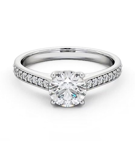 Round Diamond Trellis Design Engagement Ring Platinum Solitaire ENRD114S_WG_THUMB1