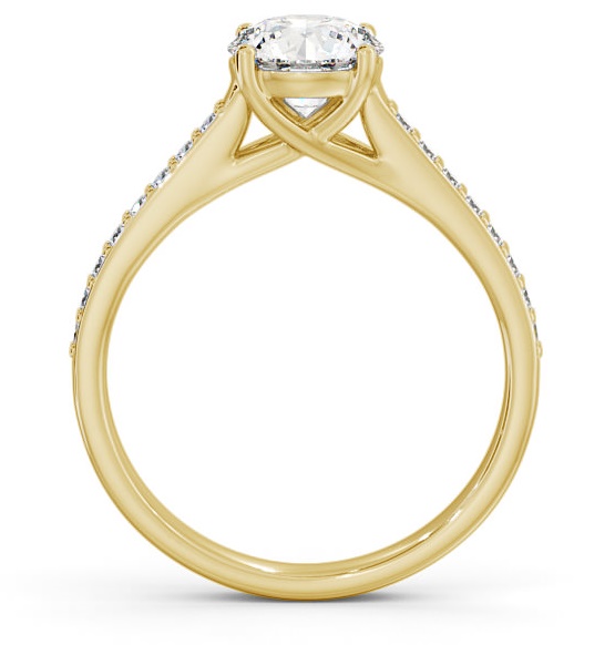 Round Diamond Trellis Design Engagement Ring 18K Yellow Gold Solitaire ENRD114S_YG_THUMB1 