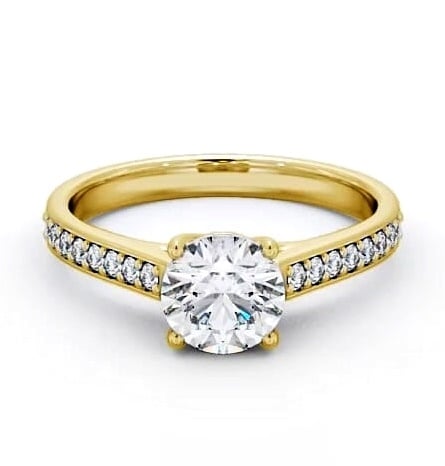 Round Diamond Trellis Design Engagement Ring 9K Yellow Gold Solitaire ENRD114S_YG_THUMB1