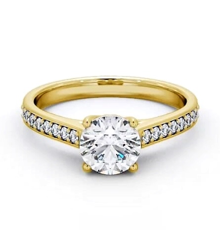 Round Diamond Trellis Design Engagement Ring 18K Yellow Gold Solitaire ENRD114S_YG_THUMB2 