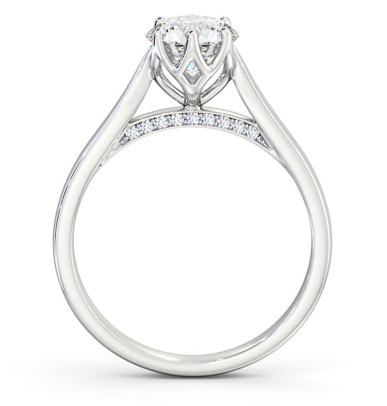 Round Diamond with Diamond Set Rail Engagement Ring 9K White Gold Solitaire ENRD116_WG_THUMB1