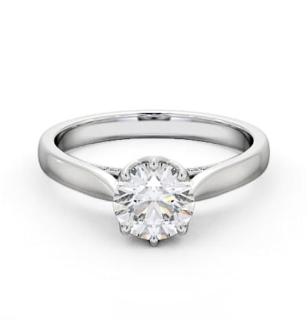 Round Diamond with Diamond Set Rail Engagement Ring Platinum Solitaire ENRD116_WG_THUMB1