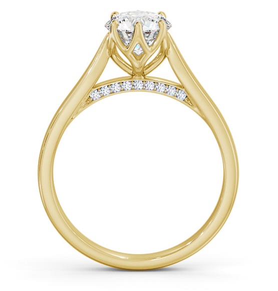 Round Diamond with Diamond Set Rail Ring 18K Yellow Gold Solitaire ENRD116_YG_THUMB1 