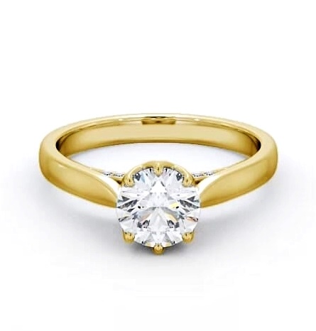 Round Diamond with Diamond Set Rail Ring 9K Yellow Gold Solitaire ENRD116_YG_THUMB1